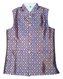 Wine - Rich Banarasi Brocade Handloom Brocade Mens Waistcoat - UK Stock- Dispatch in 24 hrs - KCS241109 KP