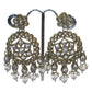 Clear - Large Size Antique Gold Finish Long Necklace Set with Earrings - RZ13  11KT24