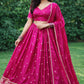 Magenta - Silky Lehenga Set - Mehndi / Sangeet / Bridesmaids / Weddings / Garba  - Size UK 12 (38" Bust) Adjustable to Size 14 - UK Stock - 24h Dispatch - AF2602 02TY26