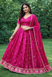 Magenta - Silky Lehenga Set - Mehndi / Sangeet / Bridesmaids / Weddings / Garba  - Size UK 12 (38" Bust) Adjustable to Size 14 - UK Stock - 24h Dispatch - AF2602 02TY26