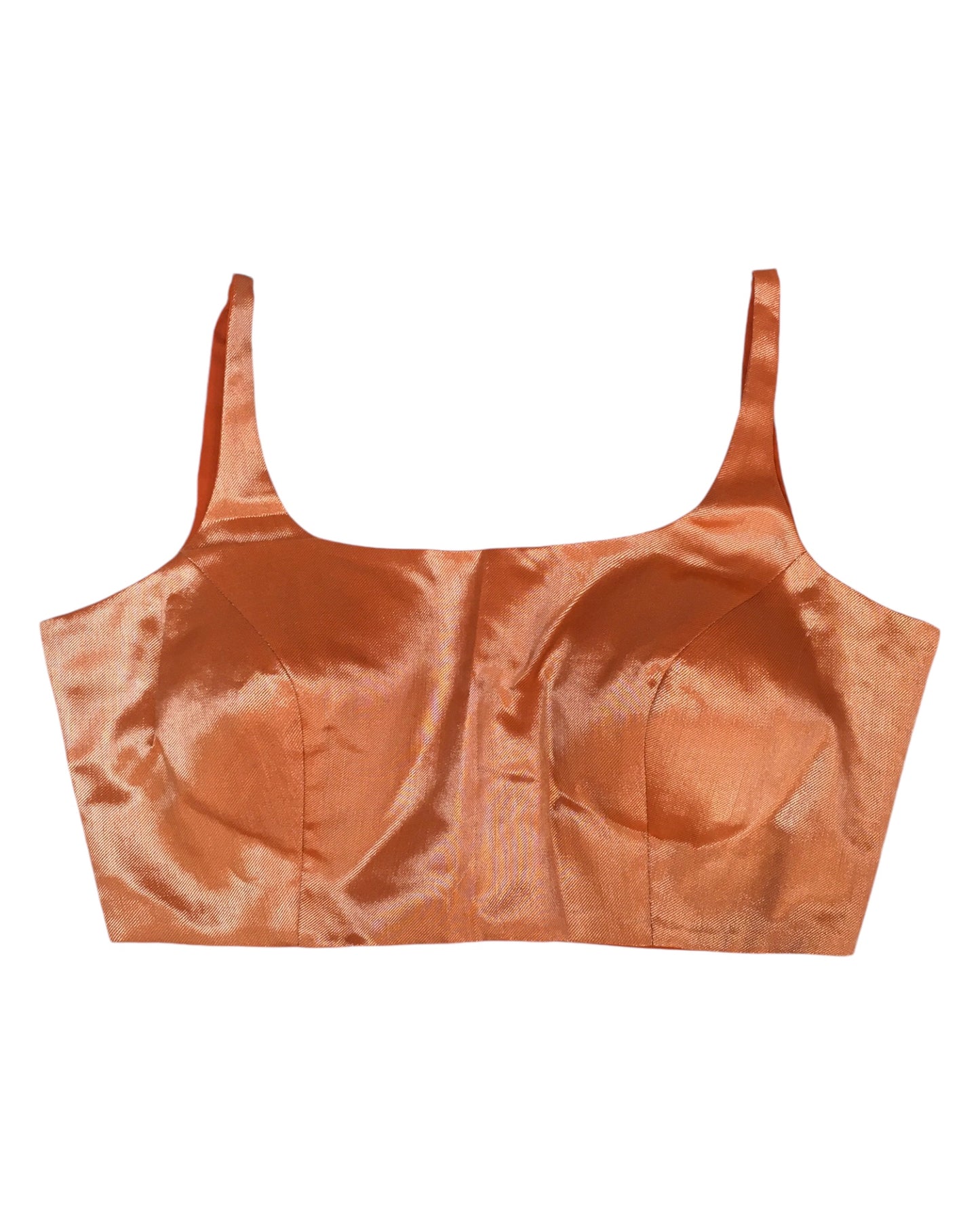 Orange - Rich Banarasi Thin Strap Designer Saree blouse with cups, 38" - UK Stock - Quick Delivery - RNK - R651- H