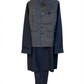 Navy Blue - Mens Kurta Set with Rich Brocade Waistcoat  - UK Stock - Quick Dispatch - SHU2609 05VV26