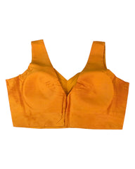 Orange - Silky Saree blouse with cups,  Sleeveless - 42