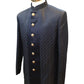 Navy Blue - Classic Self Brocade Panelled Sherwani with Tousers - XS, S, M, L, XL to XXXL BS990 01RA25