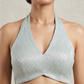 Size 36" / UK 10 - Silver - Shimmery Crinkle Halter Neck Saree blouse with cups - UK Stock - Quick Delivery - RNK - R999A-KJ