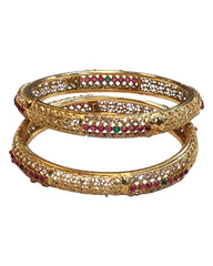 Pair of Antique Gold Finish Hand Crafted Rajasthani Bangles - UK stock - SB1123 P