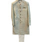 Cream - Classic Banarasi Handloom Gold Brocade Sherwani with Gold Buttons - UK Stock - BS789 08JC25