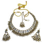 Clear Stone - Antique Gold Finish Necklace & Earrings Set - Bollywood - Weddings - DAJ547 11KV24