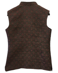Maroon / Black -  Banarasi Handloom Brocade Mens Waistcoat - Amazing Fit - Great Quality - YD2410 KA 0424