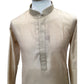 Light Gold / Beige - Cotton Silky Self Brocade Mens Kurta Set - Sangeet Mehendi Haldi - KCS1003 KK 1123