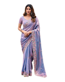 Lilac / Purple - Fancy Party Saree with Blouse Piece - UK stock - 24hr Dispatch - LTF4602 07VY26