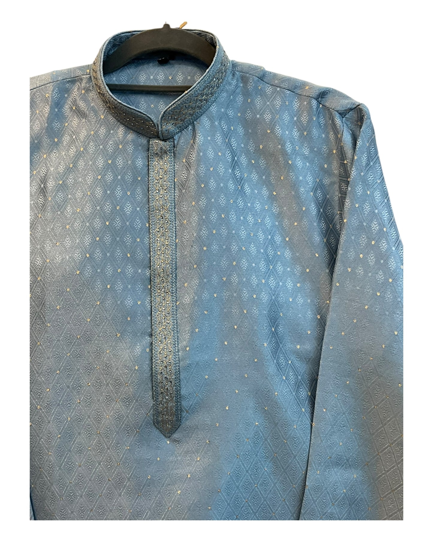 Light Blue - Banarasi Handloom Brocade Mens Indian Kurta set - UK Stock - Weddings / Walimas , Sangeet, Diwali, Eid, Mehndi / Henna - VEE2488 VR