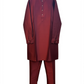 Maroon - Plain Silky Mens Indian Kurta set with Trousers - UK Stock - Weddings / Walimas , Sangeet, Diwali, Eid, Mehndi / Henna - EM66 05KJ26