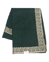 Green - Chiffon Crepe - Party Wear Embroidered Saree with Blouse Piece - SP2504012 KP