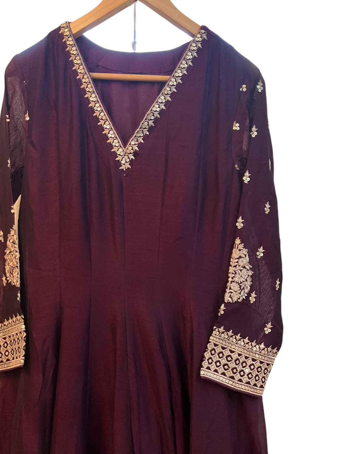Size 12 (38") - Wine - Designer -  Ladies Long Top / Dress Anarkali Trousers Suit - VMK Afsana 04RA26
