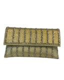 Gold - Rich Hand Embroidered Clutch Bag / Handbag -Bollywood / Weddings - JS32 04KP26