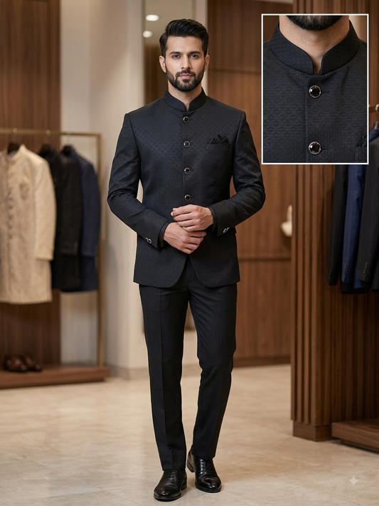 42" SALE! Navy Blue - Mens BandhGala / Prince / Chinese Collar Jacket - Fantastic Fit -  PC2613