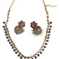 Red - Small - Antique Gold Finish Necklace Set with Earrings - AE2405 C 0724