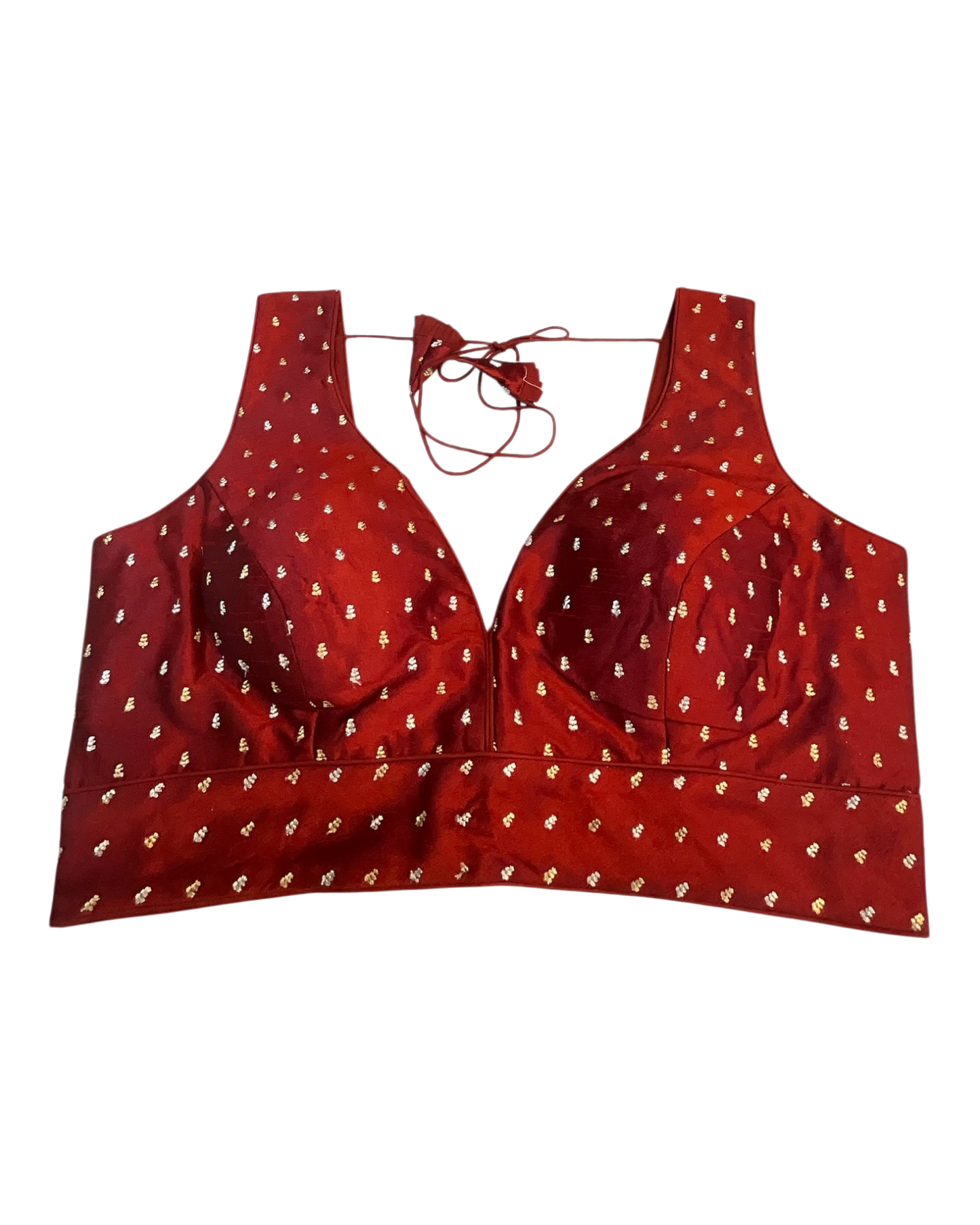 40" / UK 14 - Maroon - Silky Designer Saree blouse with cups,  Sleeveless - UK Stock - Quick Delivery - RNK - R717 KV