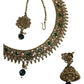 Green - Medium - Antique Gold Finish Necklace Set with Earrings - DAJ531 KY 0724