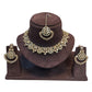 Maroon - Medium Size Antique Gold Finish Necklace Set with Earrings & Tika Head piece - JD7468  R 0525