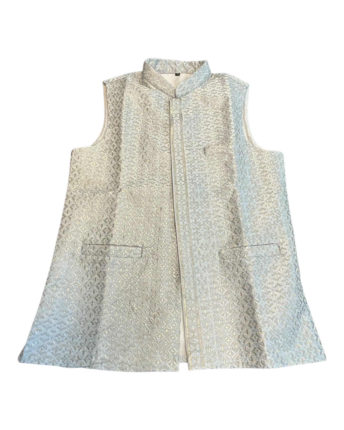 Silver / Pastel - Grey - All Over Embroidered - Mens Indian Waistcoat - UK Stock - 24 hr Dispatch - KCS4835 06KA26