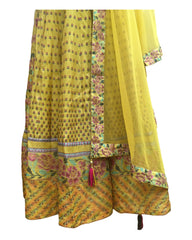 Silky Block Printed Long Dress in Henna Yellow - Size 12 (Bust 38