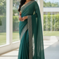 Turquoise Blue - Classic Saree with Stone Work Border and Blouse Piece - UK stock - 24hr Dispatch - RS2538 VP