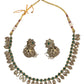 Green - Small - Antique Gold Finish Necklace Set with Earrings - AE2402 C 0724