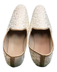 Very comfortable Cream Brocade Loafer Style Indian Mens shoes - Mojari, Khossay -  YD2305