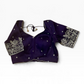 Size 40" / UK 14 - Purple - Zari Embroidered Silk Blouse with Elbow-Length Sleeves - UK Stock - With Margin inside - VAM1296 - KY
