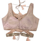 Champagne / Peach - Designer Ladies Short Top Palazzo Trousers Suit - Size 12 (38") - VMK KIA RR