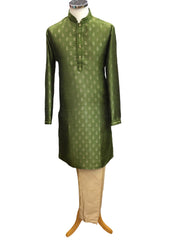 Henna Green - Handloom Banarasi Mens Indian Kurta set - Weddings / Walimas , Sangeet, Eid, Mehndi / Henna - KCS1063 KR 0324 KK