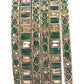 Antique Gold Finish GREEN Reverse Stone Bangles (Set of 6) - Mix N Match - SR219R