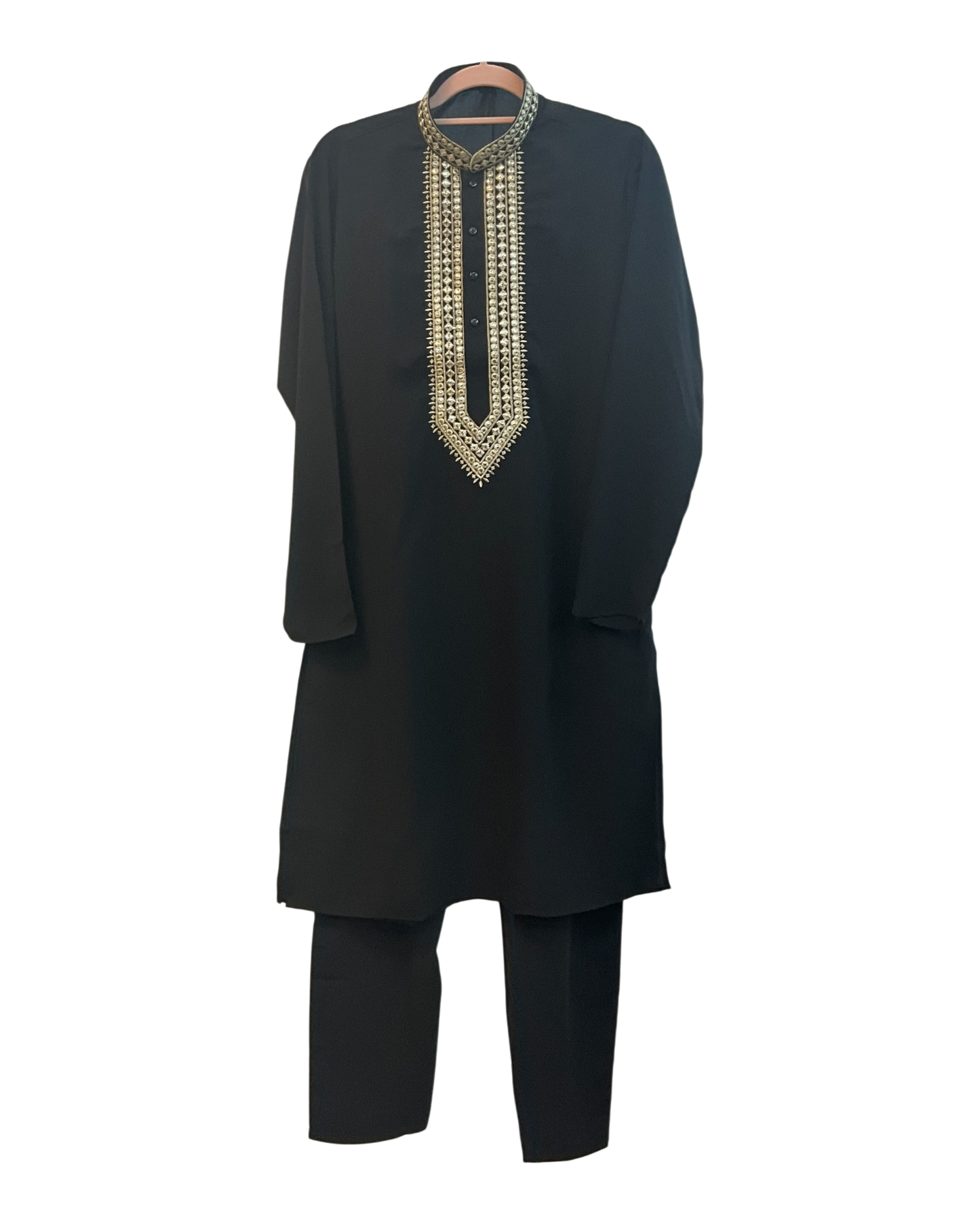 Black - Soft Cotton Silky Mens Kurta Set with Rich Embroidery- Sangeet Mehendi Haldi - KCS2002 06VY26