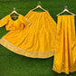Haldi Yellow - Silky Lehenga Set - Mehndi / Sangeet / Bridesmaid / Weddings / Garba  - Size UK 12 (38" Bust) Adjustable to Size 14 - UK Stock - 24h Dispatch - AF2602 02TY26