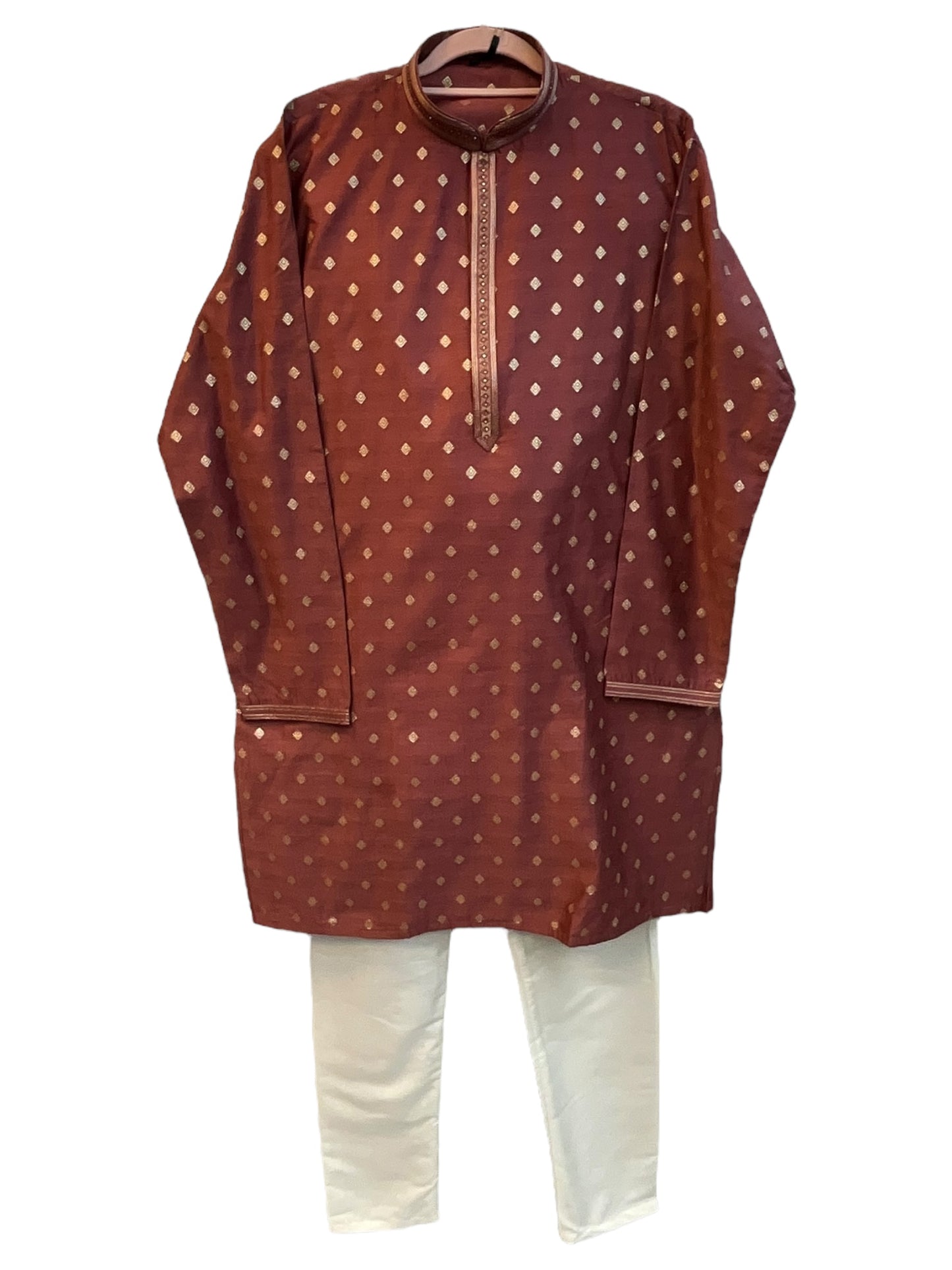 Dusty Pink - Banarasi Handloom Mens Indian Kurta set - UK Stock - Weddings / Walimas , Sangeet, Diwali, Eid, Mehndi / Henna - VEE2464 VR