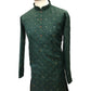 Bottle Green - Linen Mirrorwork Mens Kurta Set - Sangeet Mehendi Haldi - NY2301 KT 1123