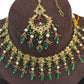 Green - Large Size Antique Gold Finish Necklace Set with Earrings - HB999  KT 0424