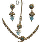Light Blue - Small Size Antique Gold Finish Necklace Set with Earrings & Head Piece /Tika- SLV79  11A24