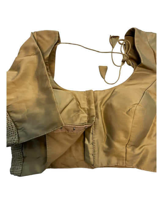 Dark Gold - HYBRID Silky Saree blouse - With Elastic on both side for Great fit - Size 36",38", 40" S M L  - VAM1216 Ap