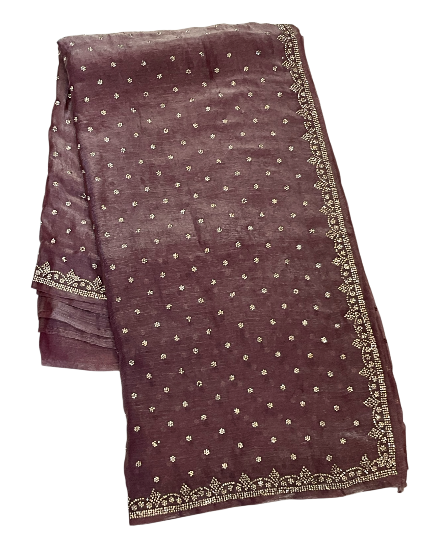 Dusty Pink - Rich Saree with Stone Work Border and Blouse Piece - UK stock - 24hr Dispatch - RS2501 TH