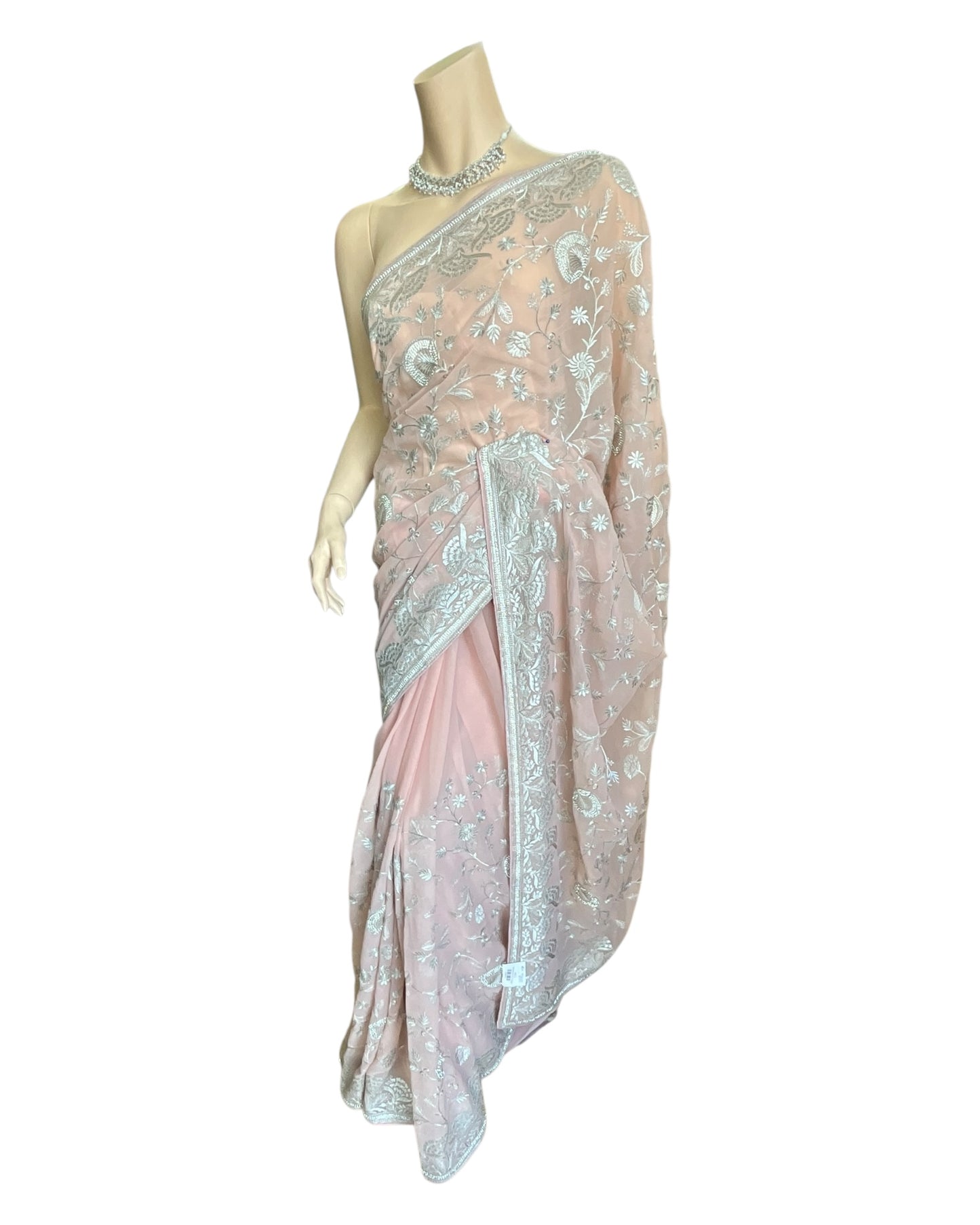 Pink - Fancy Embroidered Saree with Blouse Piece - UK stock - 24hr Dispatch - SP250619 VC