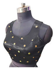 Black - Silky Saree / Lehenga blouse - With Cups - Margin to loosen - UK Stock - AF2333 H 0623