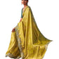 Yellow - Crepe Silky Saree with Fancy Ready made Blouse - KIM-SA217  PJ 1123