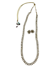 Gold Stone - Small Size Antique Gold Finish Long Necklace Set with Earrings - AE2509 C 0525
