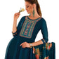 Teal - Simple / Classy Ladies Indian Trousers Suit with Printed Dupatta - Size 12 (38") - LL22601 VV 1024