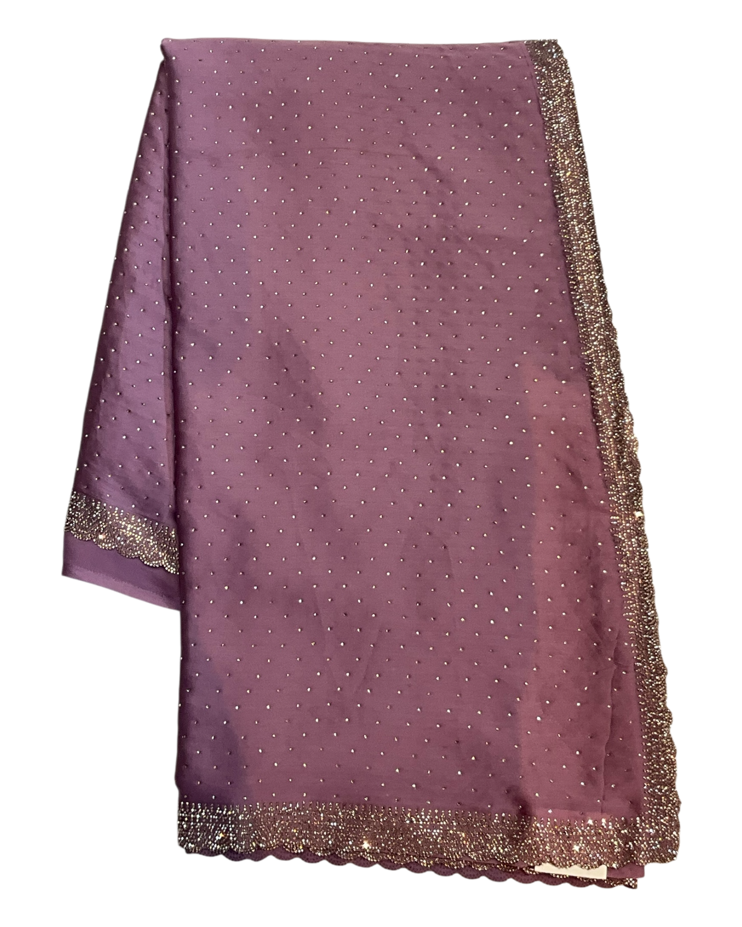 Lilac - Classic Satin Crepe Saree with Stone Work and Blouse Piece - UK stock - 24hr Dispatch - RS2533 VJ