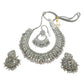 Clear / Pearl - Large Size Silver Finish Necklace Set with Earrings & Tika (Head Piece) - UK Stock - GGA17 08KK25
