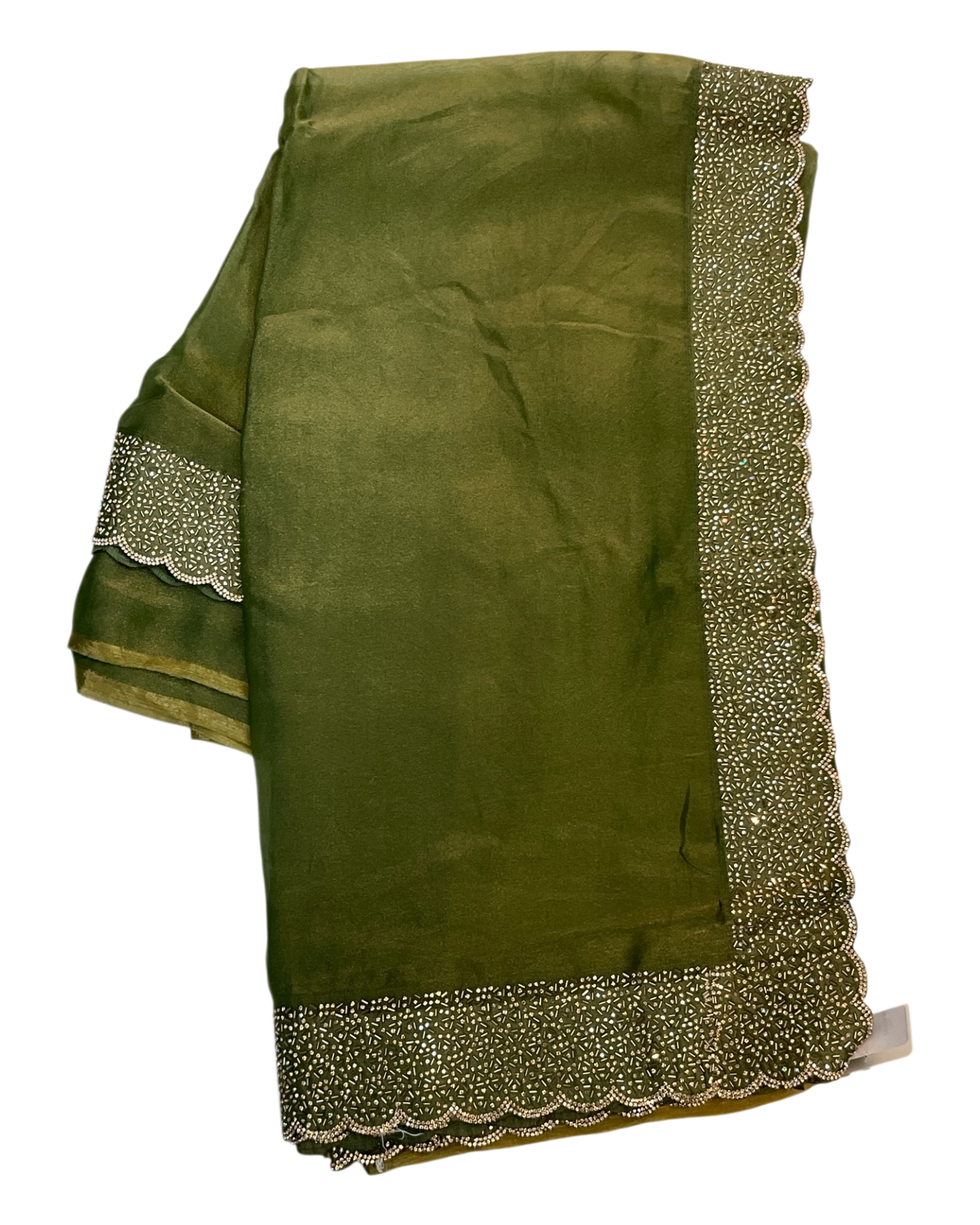 Mehndi Green - Classic Saree with Stone Work Border and Blouse Piece - UK stock - 24hr Dispatch - RS2538 VP